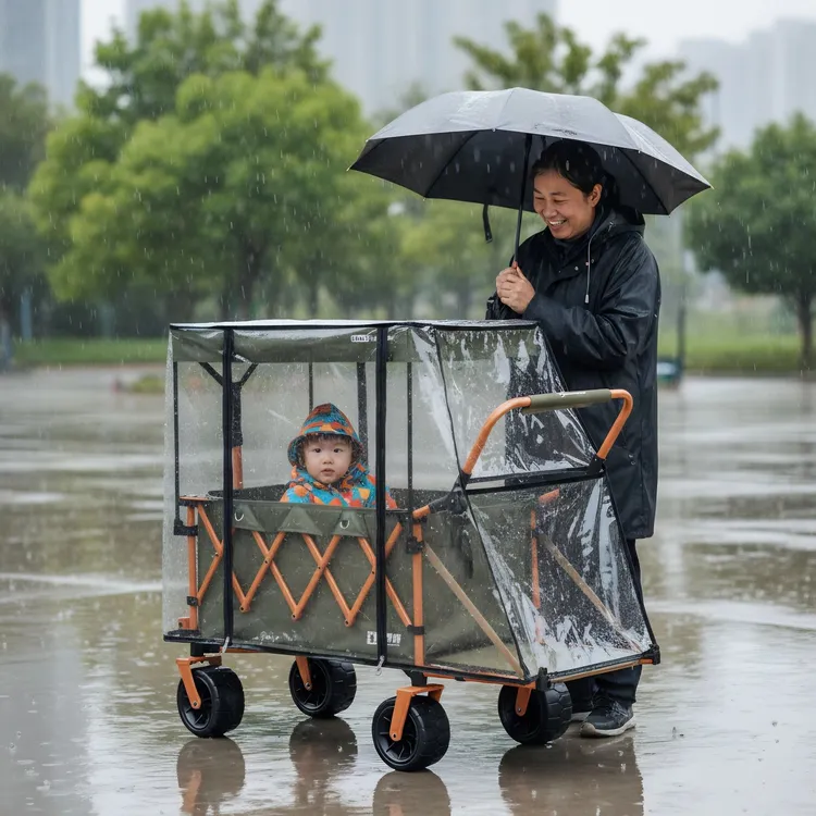 疆屿多功能溜娃车儿童可躺聚拢车野餐野营旅行车露营车折叠手推车