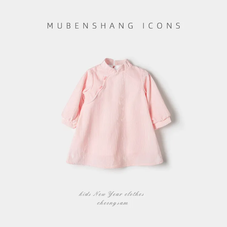 春季纯色女长袖冬季公主风连衣裙宝宝舒适春夏婴儿