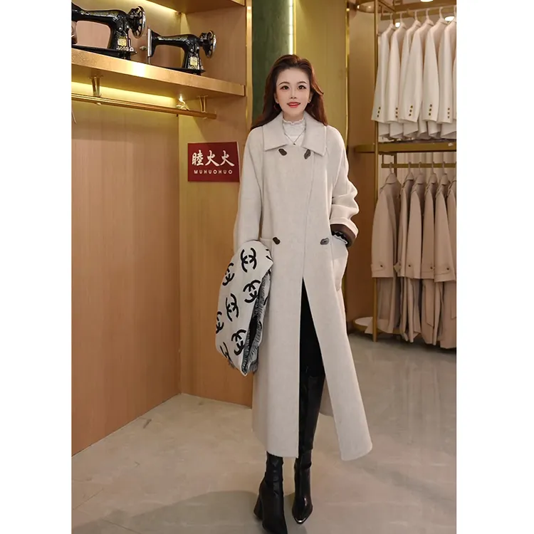 【睦火火】25新款双面羊毛大衣女长款秋冬毛呢外套【2525长款】