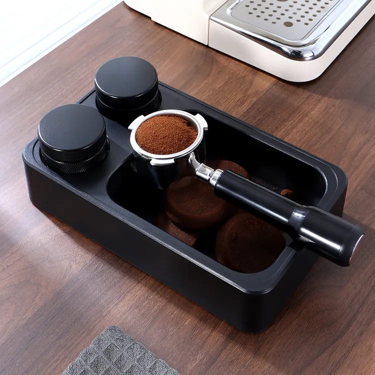 新款多功能咖啡粉渣盒敲渣桶意式ABS手柄支架压粉器布粉器收纳盒