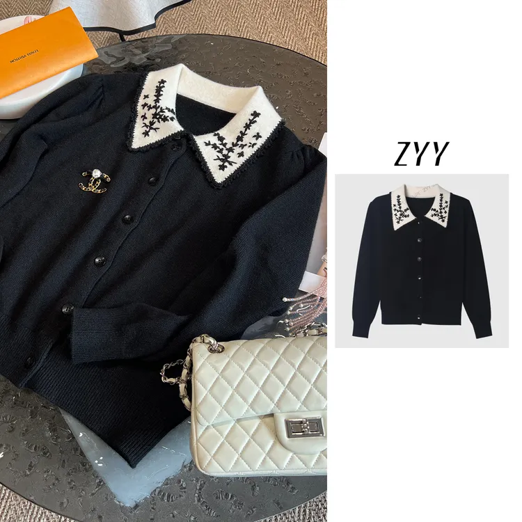 ZYY【心动返航】2025/S新品法式复古重工绣花百搭针织女X25QZZ03763