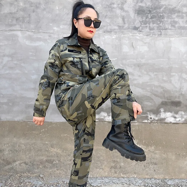 夏季薄款工作服套装男棉布防烫加裆直筒弹力透气迷彩服套装劳保