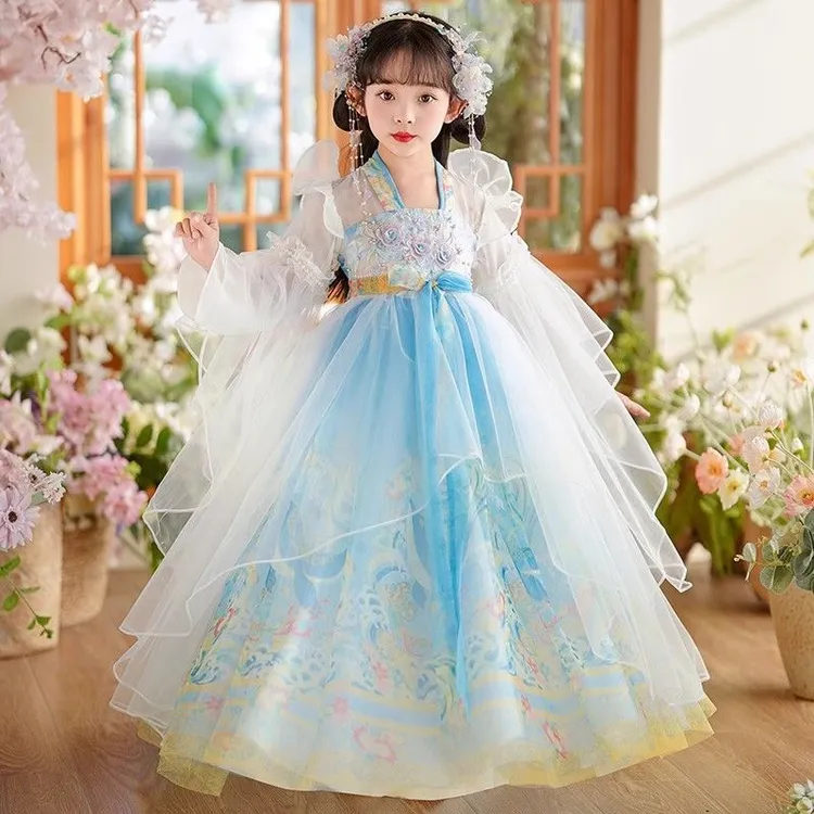 女童汉服春款儿童2025新款古风超仙古装夏季唐装小女孩连衣裙春秋
