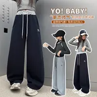 女童一体绒秋冬裤子2025洋气加绒加厚卫裤中大童女孩休闲运动裤潮