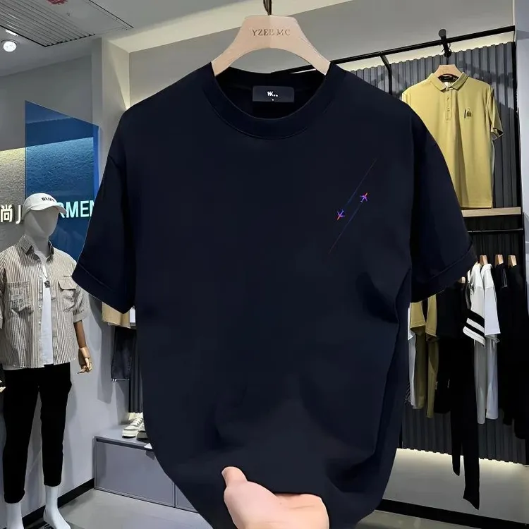 潮牌夏季男士印花潮流时尚短袖纯棉百搭短袖修身简约时尚T恤上衣
