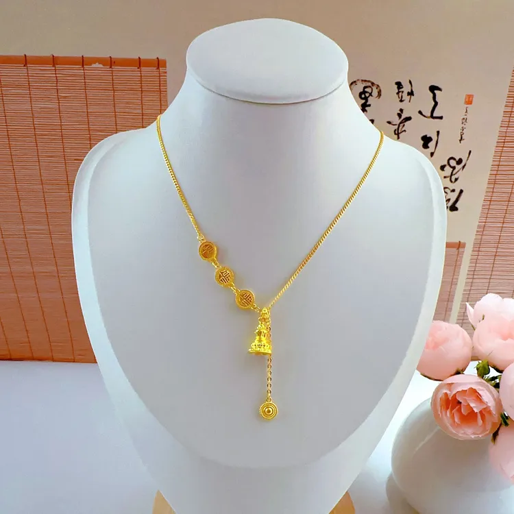 足金黄金 吉祥福满许愿塔 时尚如意经典百搭套链