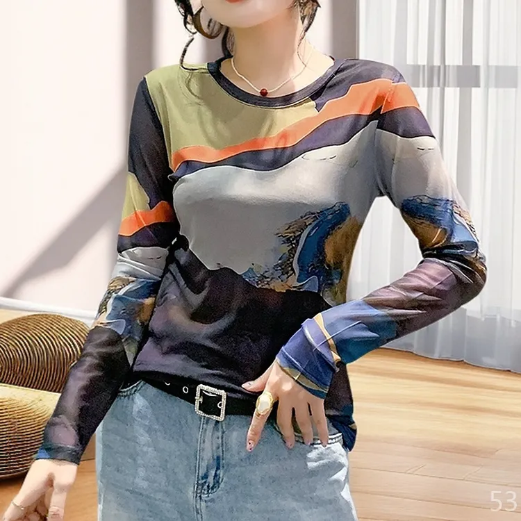 潮纱衣网纱打底衫女内搭可外穿洋气小衫爆款新款长袖上档次高级感