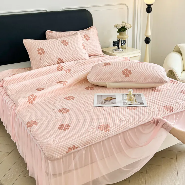 A类夏季冰豆豆凉席三件套床笠款床罩凉感空调席学生宿舍冰丝凉席