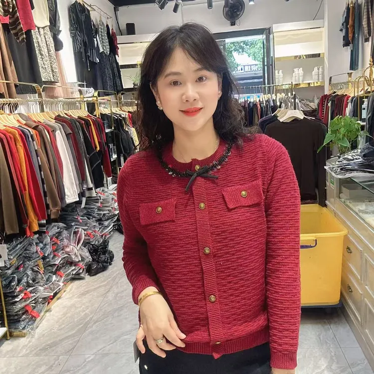 1-3560小香风针织线衣54长