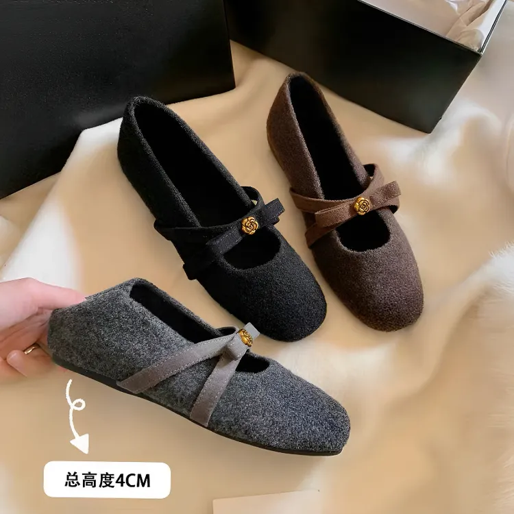 葡萄studiolee 增高4cm~小金扣内增高加绒玛丽珍毛毛鞋秋冬季新款