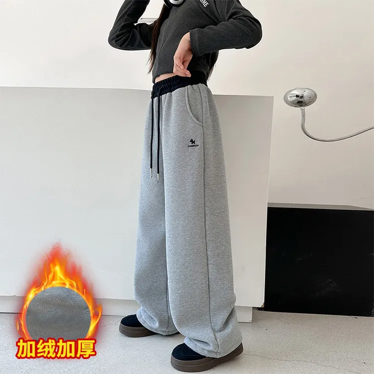 女童加绒卫裤2025新款洋气秋冬中大童儿童宽松洋气小女孩运动裤子