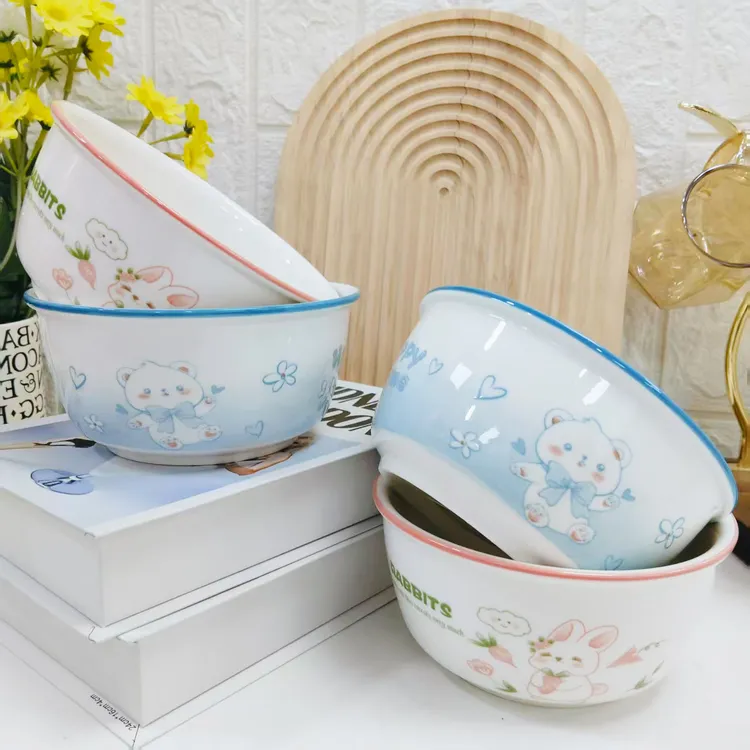 【粉丝精选】4个装！卡通家族6英寸陶瓷面碗 