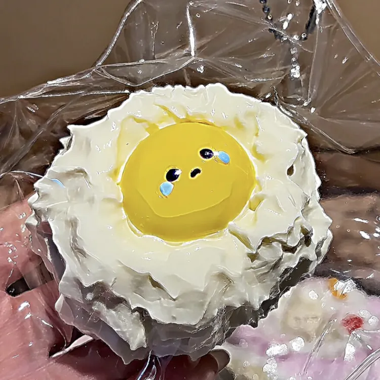 【云朵煎蛋-食品级硅胶】哭包蛋捏捏超软稀奶油爆浆解压硅胶捏捏乐