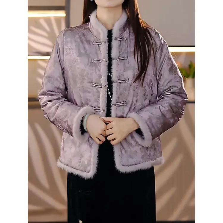 新中式时尚复古洋气棉服女2025冬季新款舒适百搭宽松保暖上衣外套