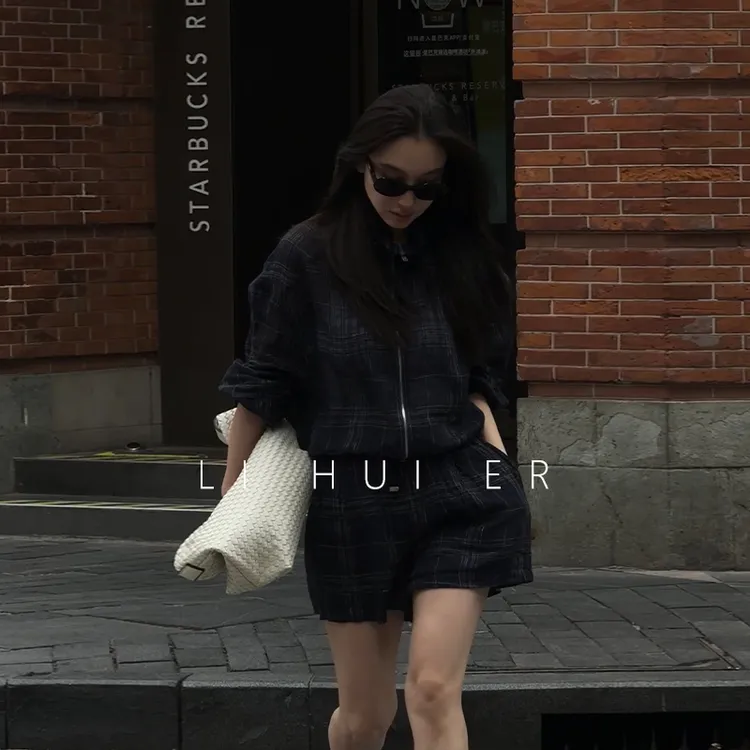 LiHuiEr李慧儿【温网秀场】气质轻奢时尚休闲简约长袖短裤套装25905