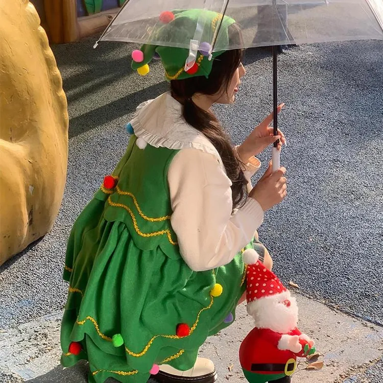 奥莱【万达撤柜】圣诞树服装cos服饰女成人儿童亲子装演出衣服圣诞