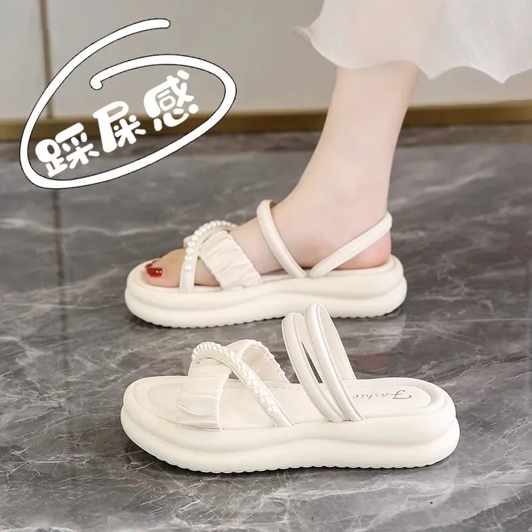 潮拖鞋女款夏季外穿厚底防滑踩屎感凉拖女海边配裙子两穿沙滩凉鞋