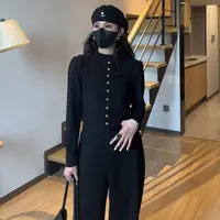 小个子黑色金属扣开衫女早秋高级感修身气质短款显瘦打底衫