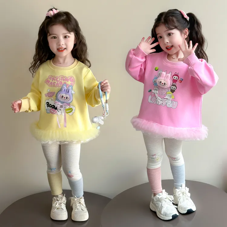 拉布布女童套装女孩秋季长袖卫衣裙2025新款儿童春秋打底裤两件套