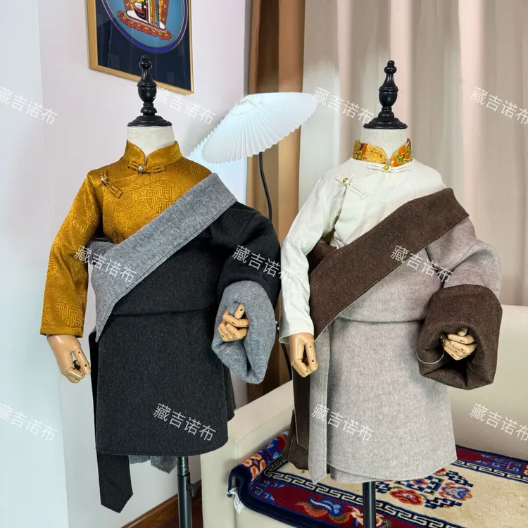 【双面羊绒】藏式儿童双面羊绒传统经典康巴藏袍兄妹款
