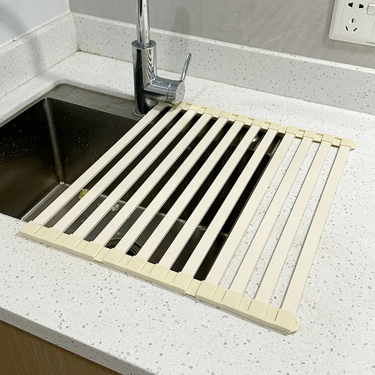 厨房水槽沥水架可折叠洗碗池洗菜盆水池置物架碗碟盘筷卷帘收纳