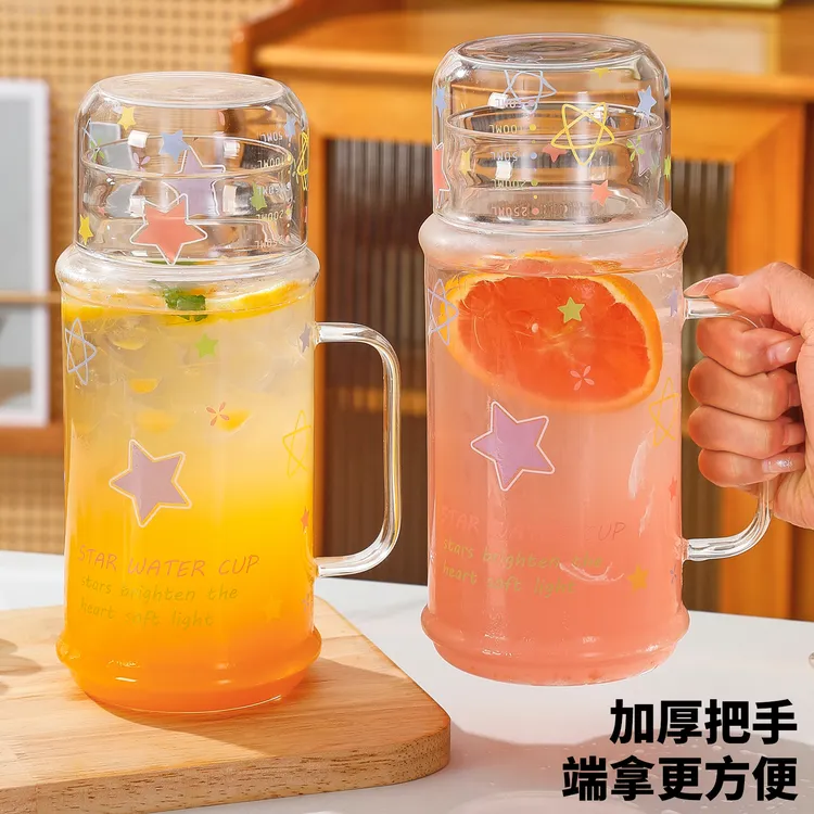 大容量高硼硅耐高温水杯冷水壶凉水壶夏家用玻璃杯一人饮杯子套装