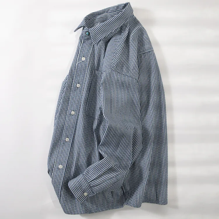 重磅浅蓝基础衬衫男士微阔宽松叠穿单穿通勤外套水洗做旧衬衣