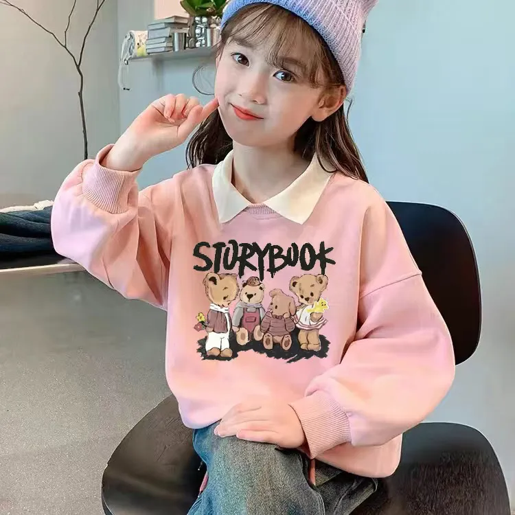 春秋女童2025新款卫衣儿童Polo领宽松上衣宝宝中大童长袖SK219