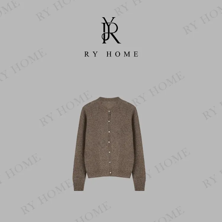 【容雨RYHOME】无缝一体羊毛羊绒混纺毛织开衫253M3007