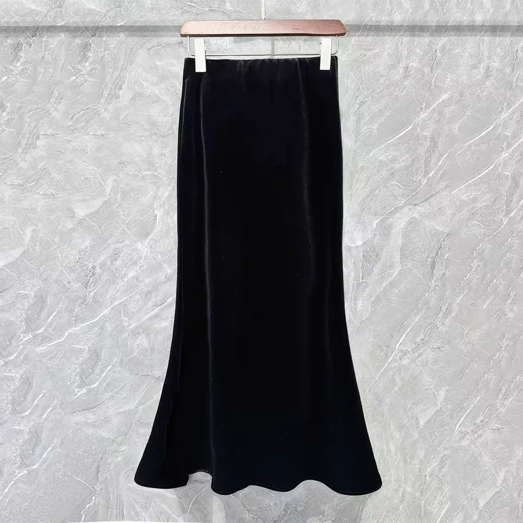 2025冬季显瘦醋酸丝绒半身裙