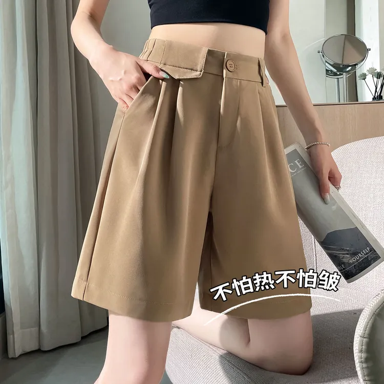 西装短裤女夏季薄款2025新款高腰遮肉显瘦休闲百搭冰丝阔腿五分裤