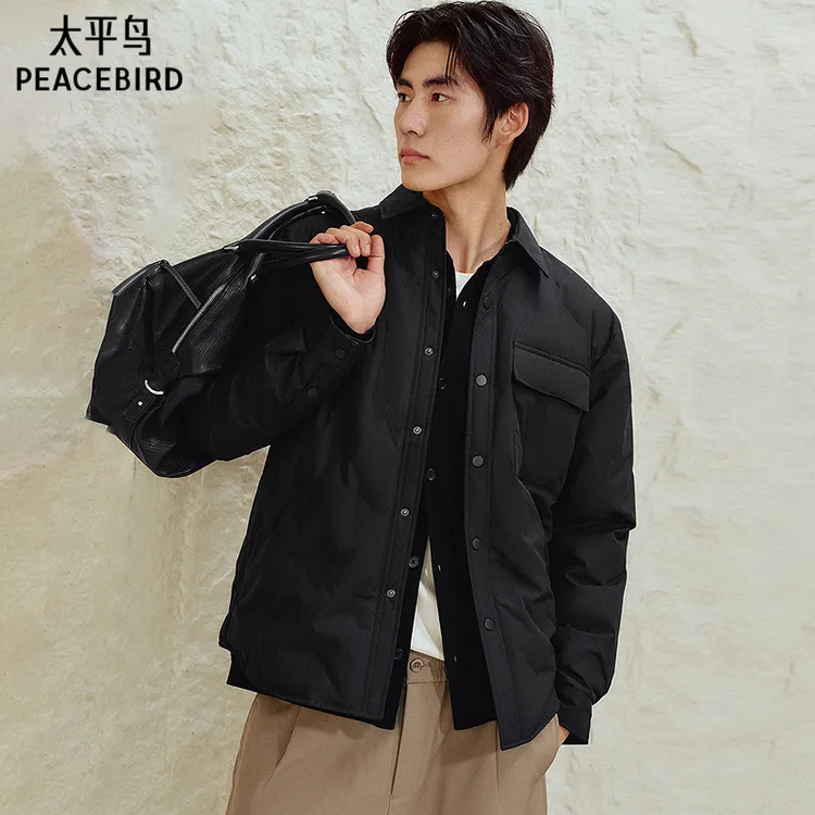 【衬衫式】太平鸟男装冬季宽松保暖轻薄羽绒服男款BAACE4105