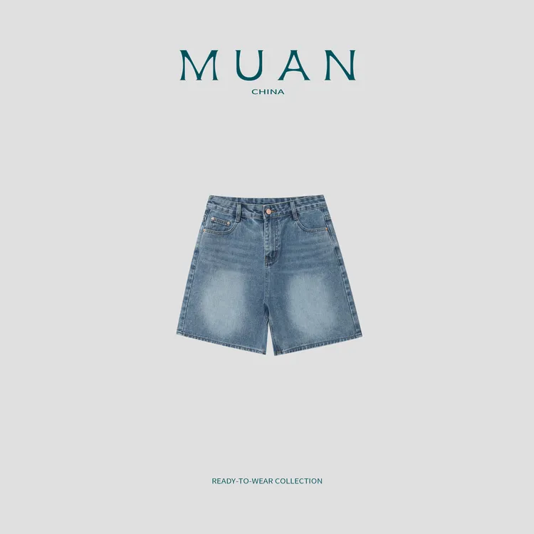 木岸MUAN: 《哥迪中裤》定制港风牛仔复古怀旧简约中裤HH-6002