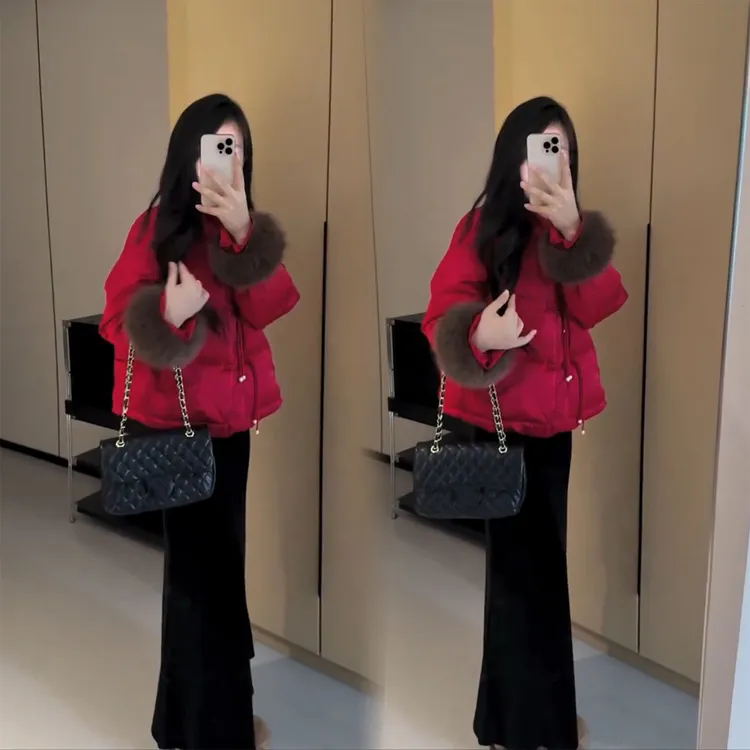 新中式国风高级感毛领棉服女冬季新款加厚保暖盘扣袖口外套女潮