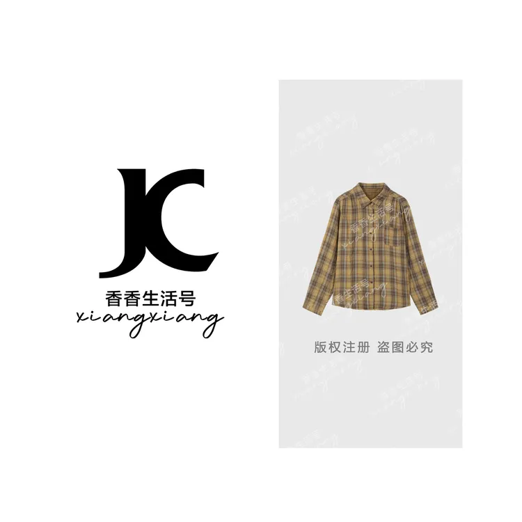 【香香严选】“氧气格纹衫”2025秋季琥珀流光复古格纹衬衣K013