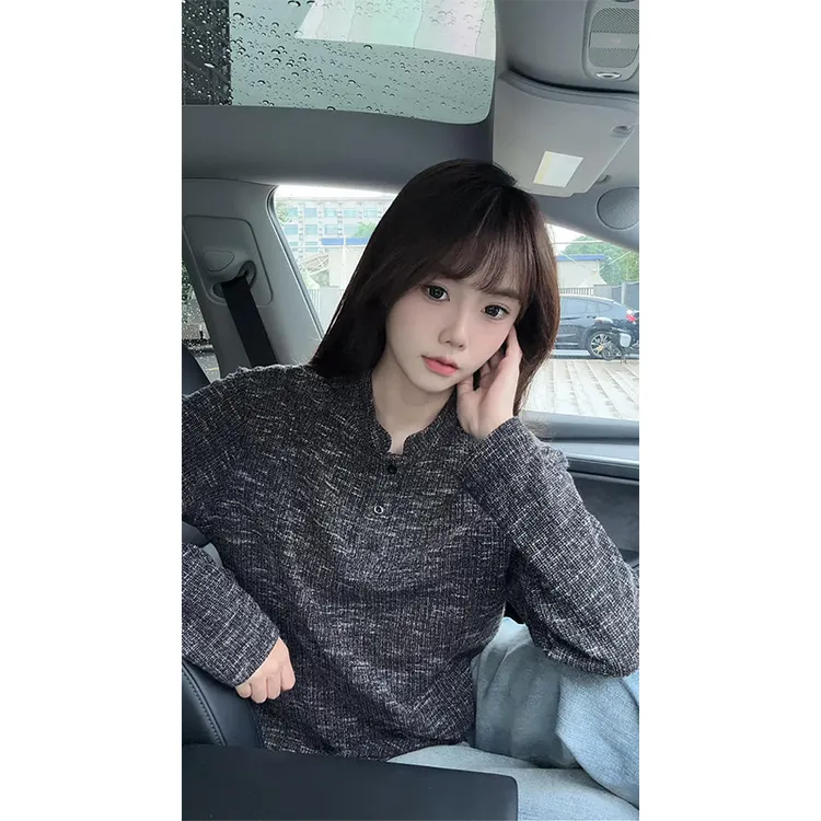 【6小时发货】老钱风亨利领针织卫衣男女美式重磅长袖T恤立领打底衫