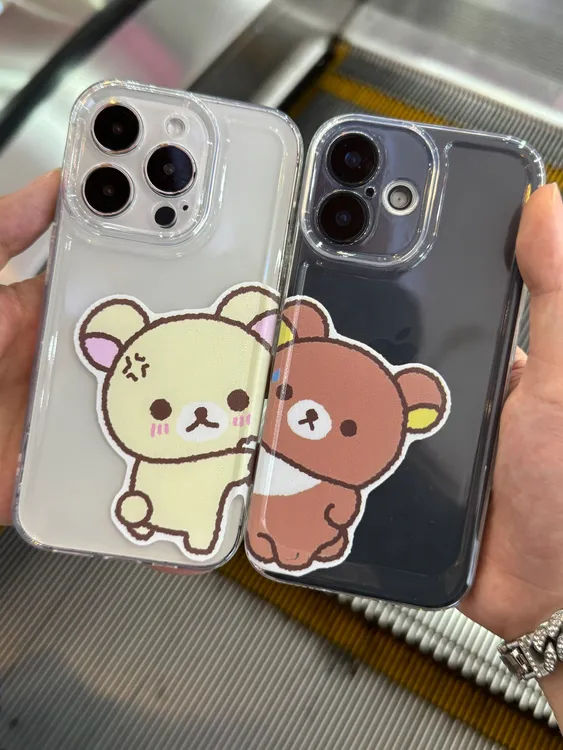 轻松熊情侣壳适用苹果promax手机壳iPhone15透明小米13华为全包