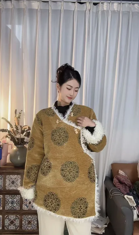 【格桑家】藏族服装冬季藏装棉衣棉服棉加绒棉袄秋冬外套（简之)
