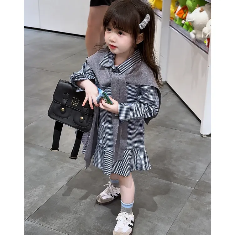 女童衬衫裙秋季新款ins风小女孩时髦可爱百搭格子裙儿童裙子秋天