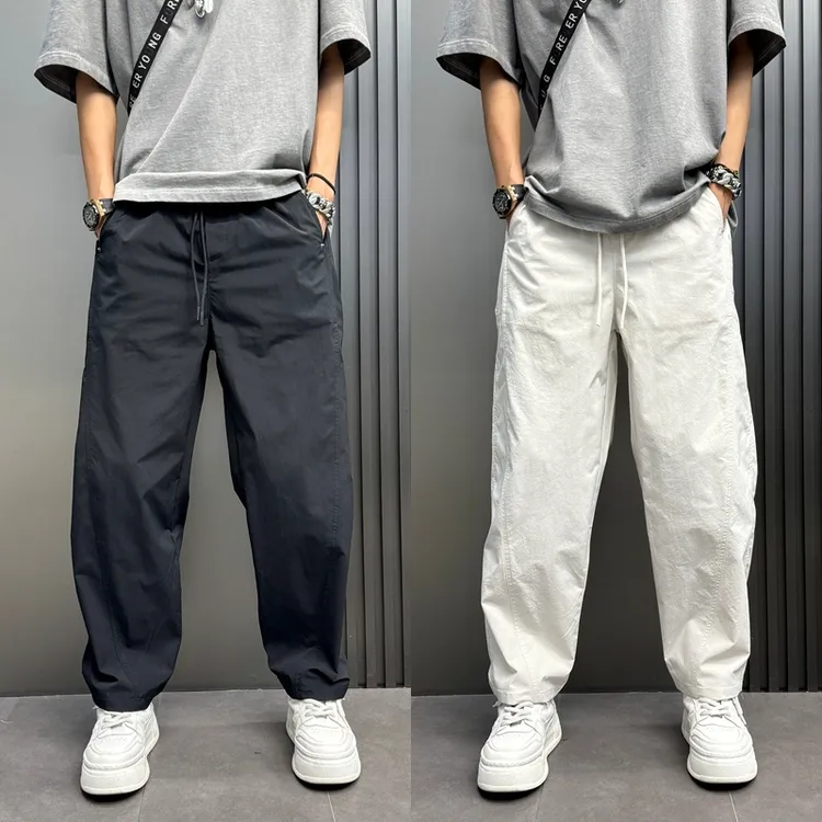 2025新款春秋季男士美式休闲裤阔腿裤痞帅宽松百搭长裤潮流哈伦裤