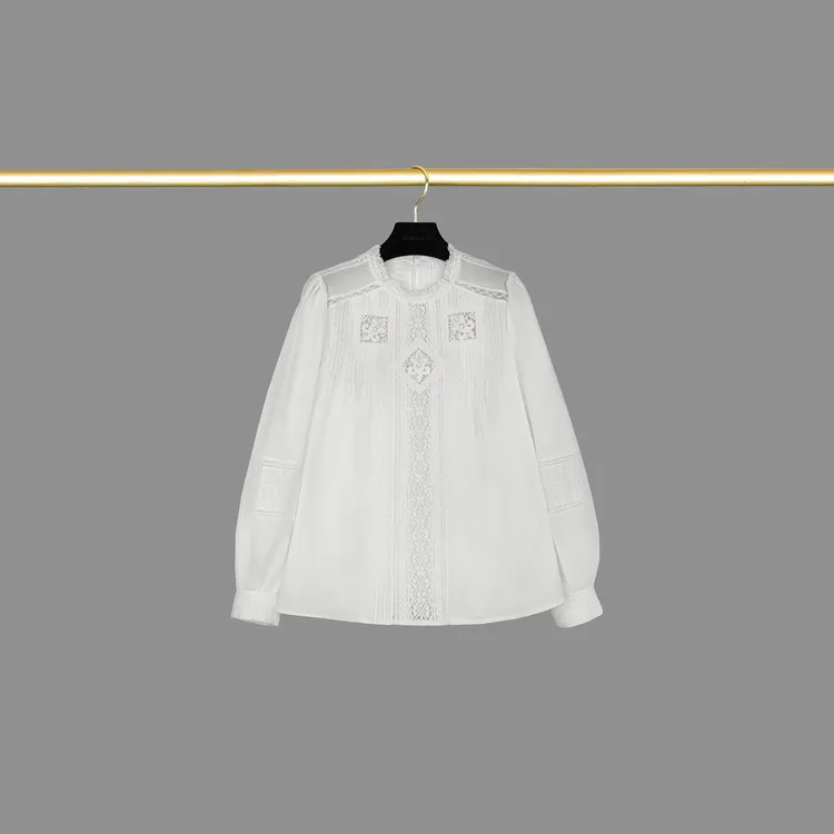 我是摩羯 油画里的少女 80支100美国进口匹马棉蕾丝绣花边衬衫