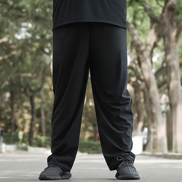 大码冰丝裤子男士夏季透气黑色休闲裤宽松加肥加大男裤胖子阔腿裤