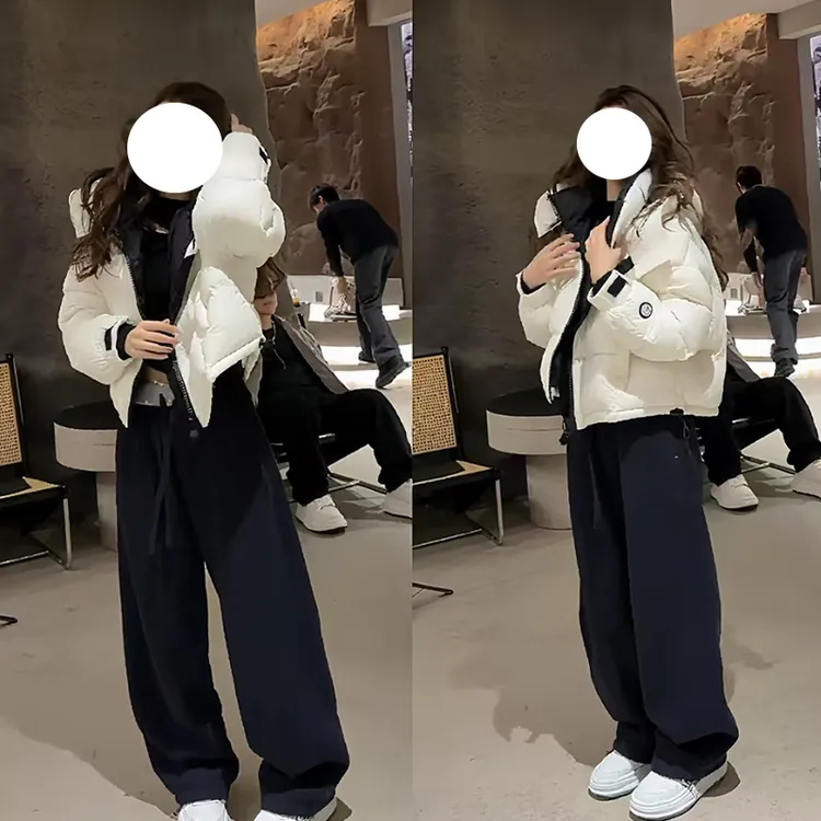 2025秋冬新款韩版休闲连帽短外套大码胖MM加厚保暖面包服棉衣棉服