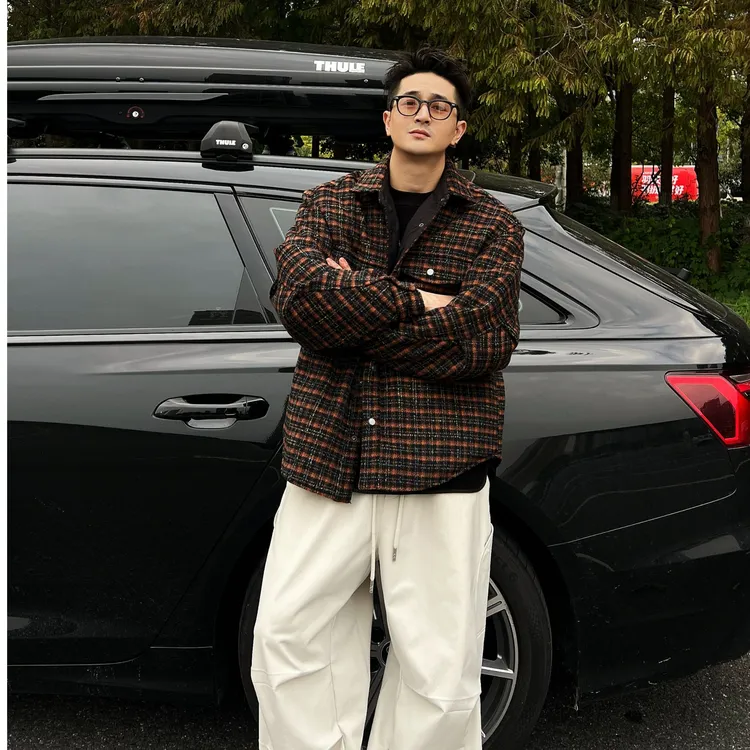 XDZZ二狗25ss抗皱免烫情侣款纽扣韩式夹克单排扣羽绒服外套男9000