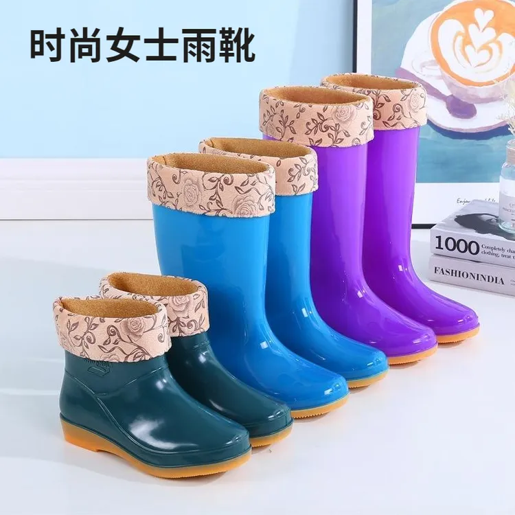 雨鞋水鞋厨师鞋中筒雨靴女款防水鞋防水防滑加绒加厚牛筋底鞋雨靴