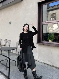 CZ【行走的衣架子】秋加厚中长款宽松型两穿上衣日常通勤