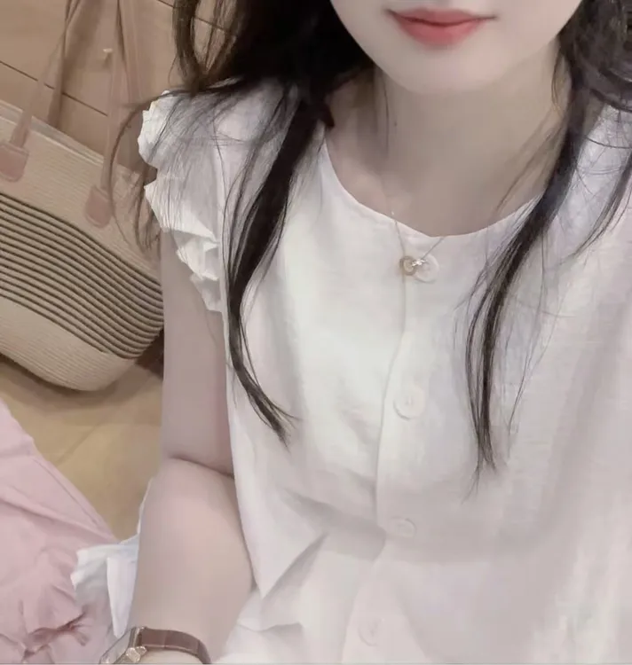 七言家 巨好看！日系穿搭@洋气木耳边背心亚麻开衫