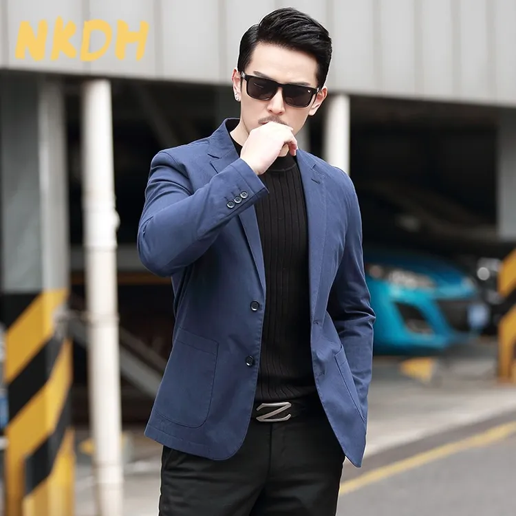 NKDH高级感休闲 西服外套男春秋季薄款小西装青年修身单西上衣棉