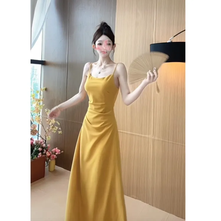 【晚晚推荐】新款法式复古松弛显白吊带连衣裙显瘦气质女人（无胸垫）