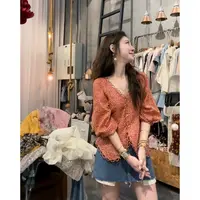 S50418676素拉那里  定制款法式别致爱心手工花边碎花衬衣衬衫棉